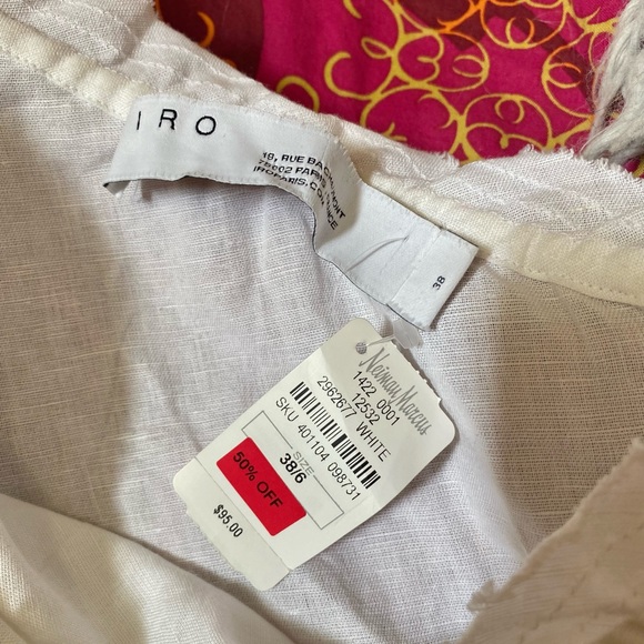 IRO NWT France white linen one shoulder ruffle shirt top peplum asymmetric 38 M - Picture 5 of 11